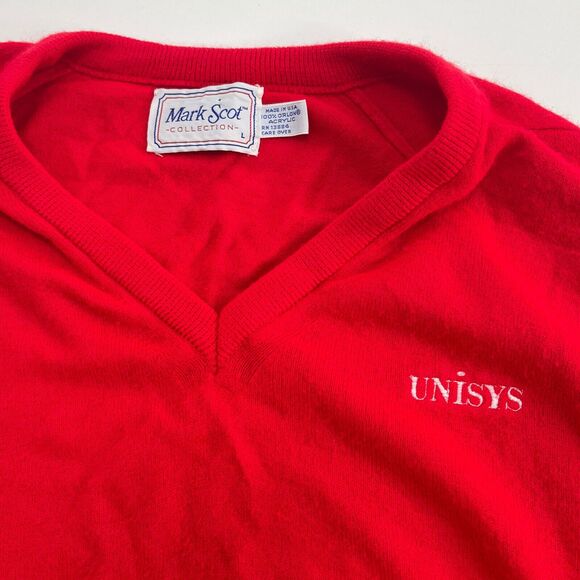 Vintage Embroidered Unisys Sweater USA Acrylic Mark Scot Collection L - Picture 4 of 4